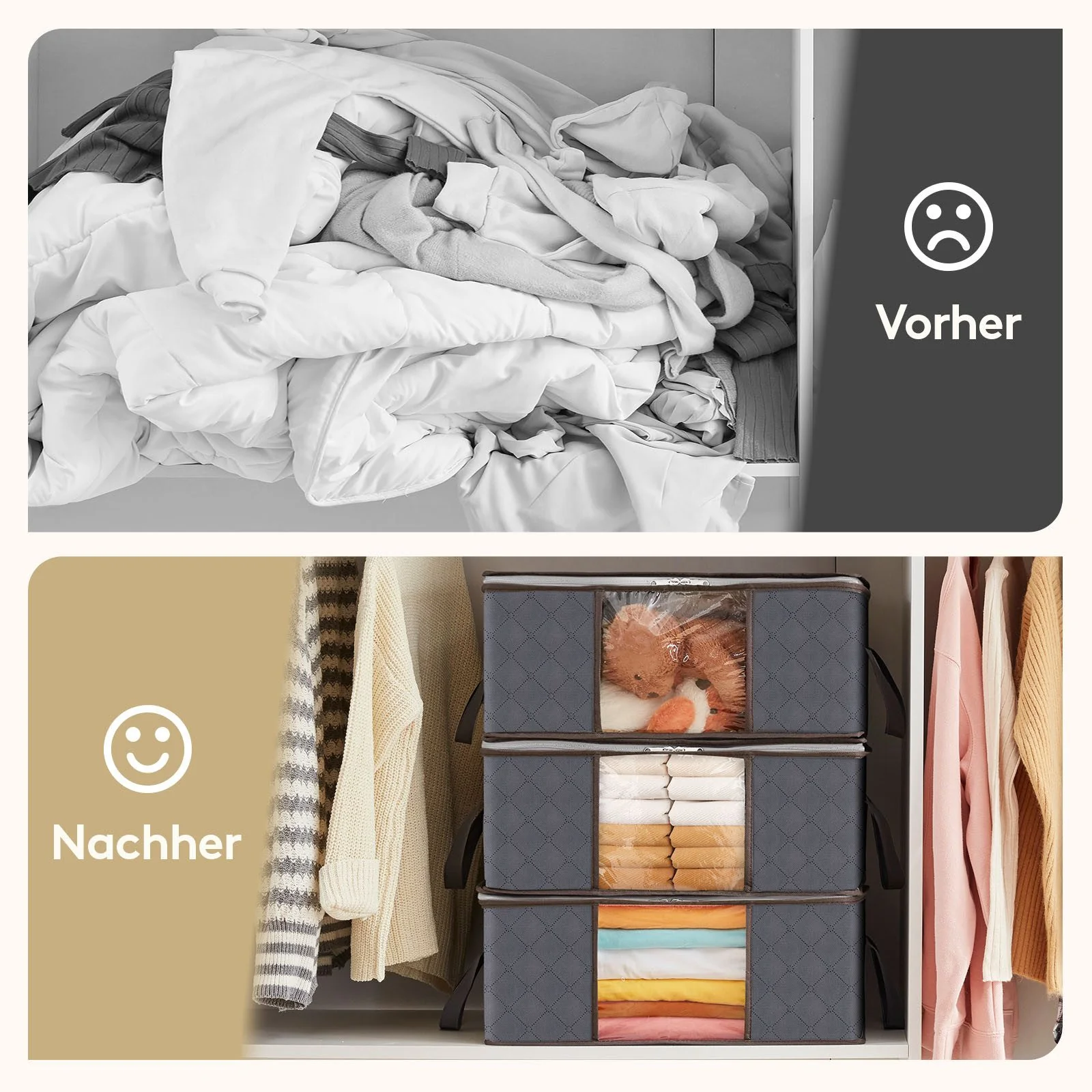 LIFEWIT Aufbewahrungstasche mit Deckel - Kleiderschrank Organizer