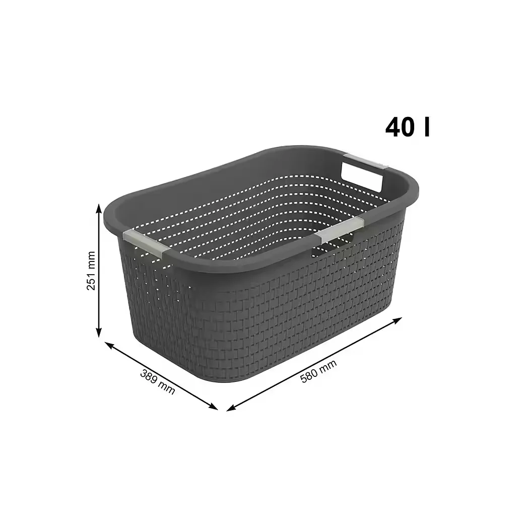 ROTHO Wäschekorb COUNTRY 40 L ergonomische Wäschebox mit Griffen
