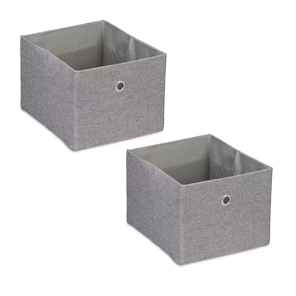 Relaxdays Aufbewahrungsboxen 2er Set faltbar Stoffbox für Regal