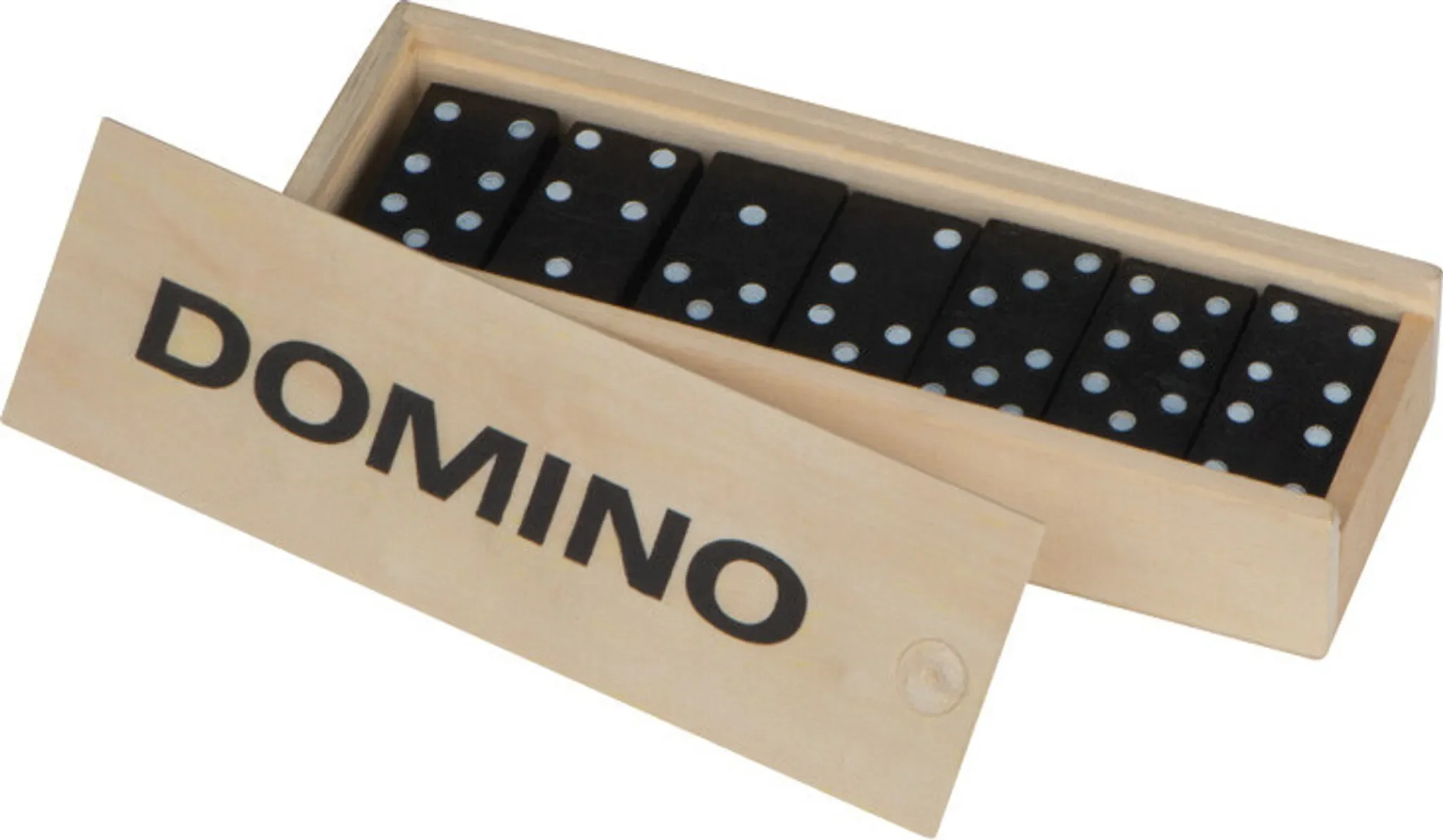 Domino Spiel aus Holz – Reisespiel in Holzbox