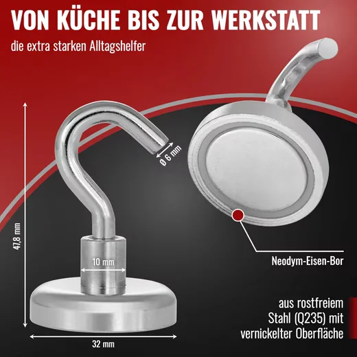POPPSTAR Magnethalter starke Magnethaken für Küche und Büro