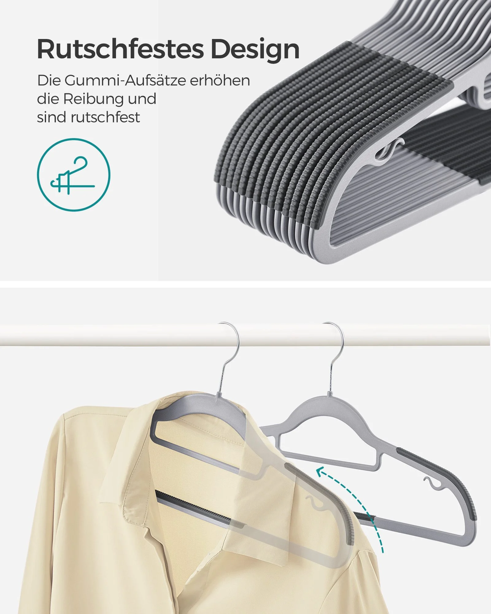 SONGMICS Kleiderbügel aus Kunststoff rutschfest für Garderobe