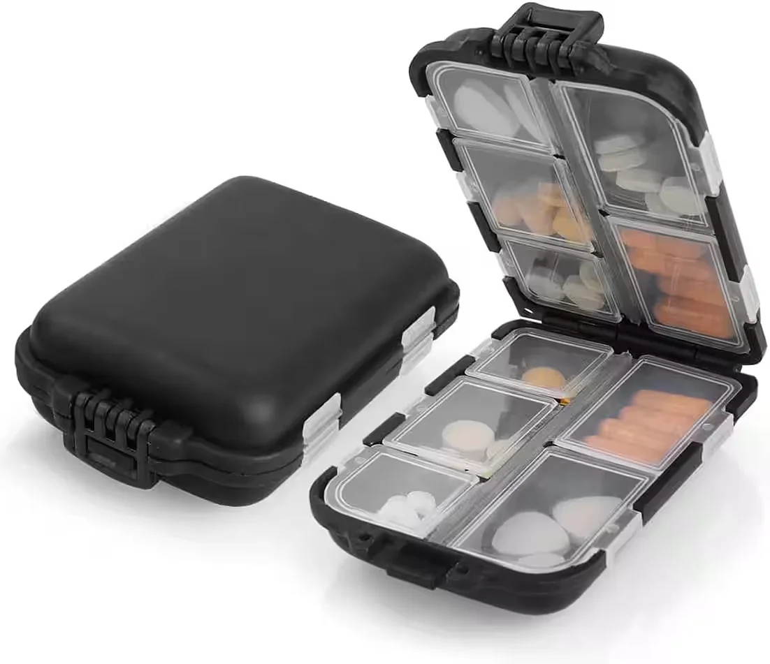 FELIXLEO Pillendose Tablettenbox 8 Fächer feuchtigkeitsdicht Reiseetui