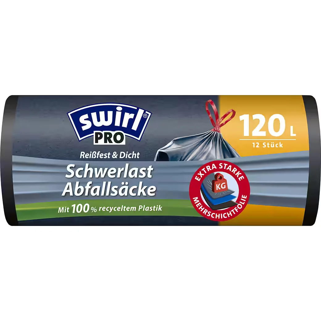 SWIRL Müllbeutel Schwerlastsäcke Profi Zugband 120 Liter
