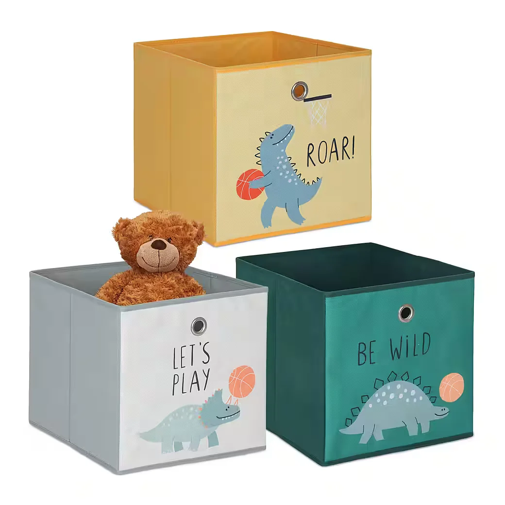 Relaxdays Faltboxen Aufbewahrungsboxen Kinderzimmer 3er Set