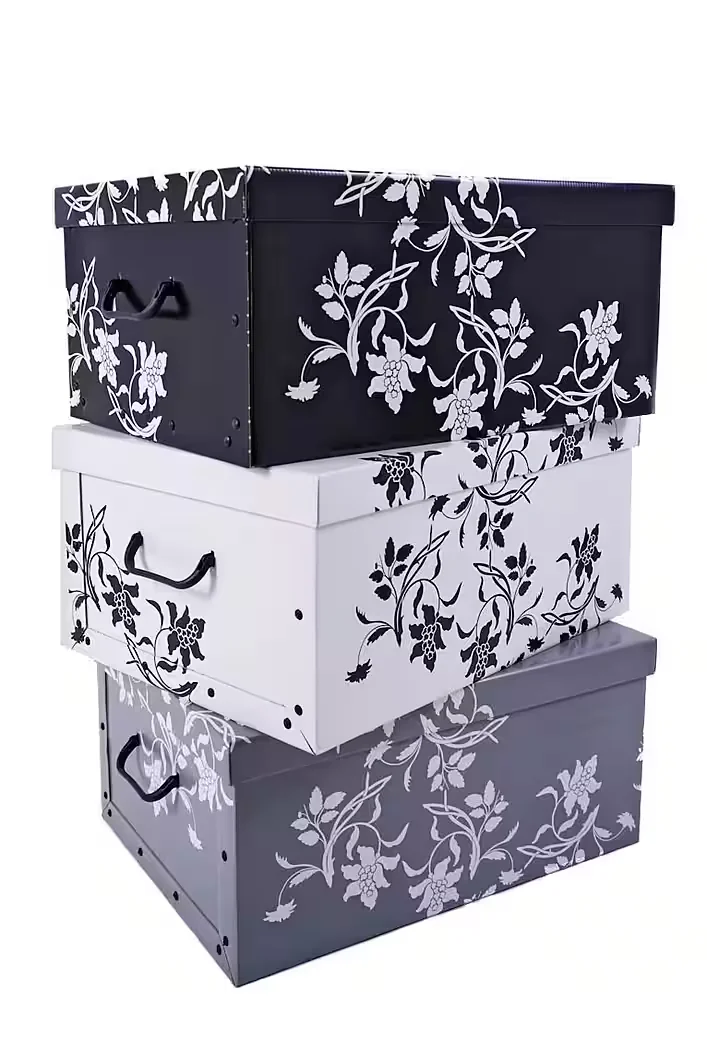 Spetebo Aufbewahrungsbox Storage Box 3er Set 49x39x24 cm Blumenmuster