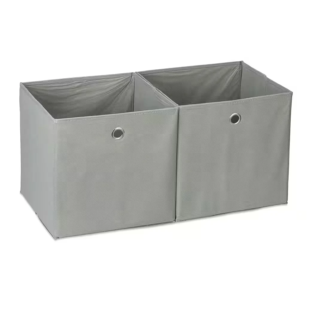 Relaxdays Aufbewahrungsboxen Stoff 2er Set Faltboxen für Regal