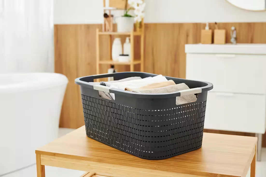 ROTHO Wäschekorb COUNTRY 40 L ergonomische Wäschebox mit Griffen