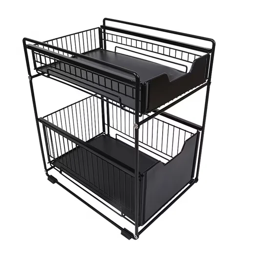 JEOBEST Unterschrank Organizer Küchenregal mit 2 Körben Waschbecken