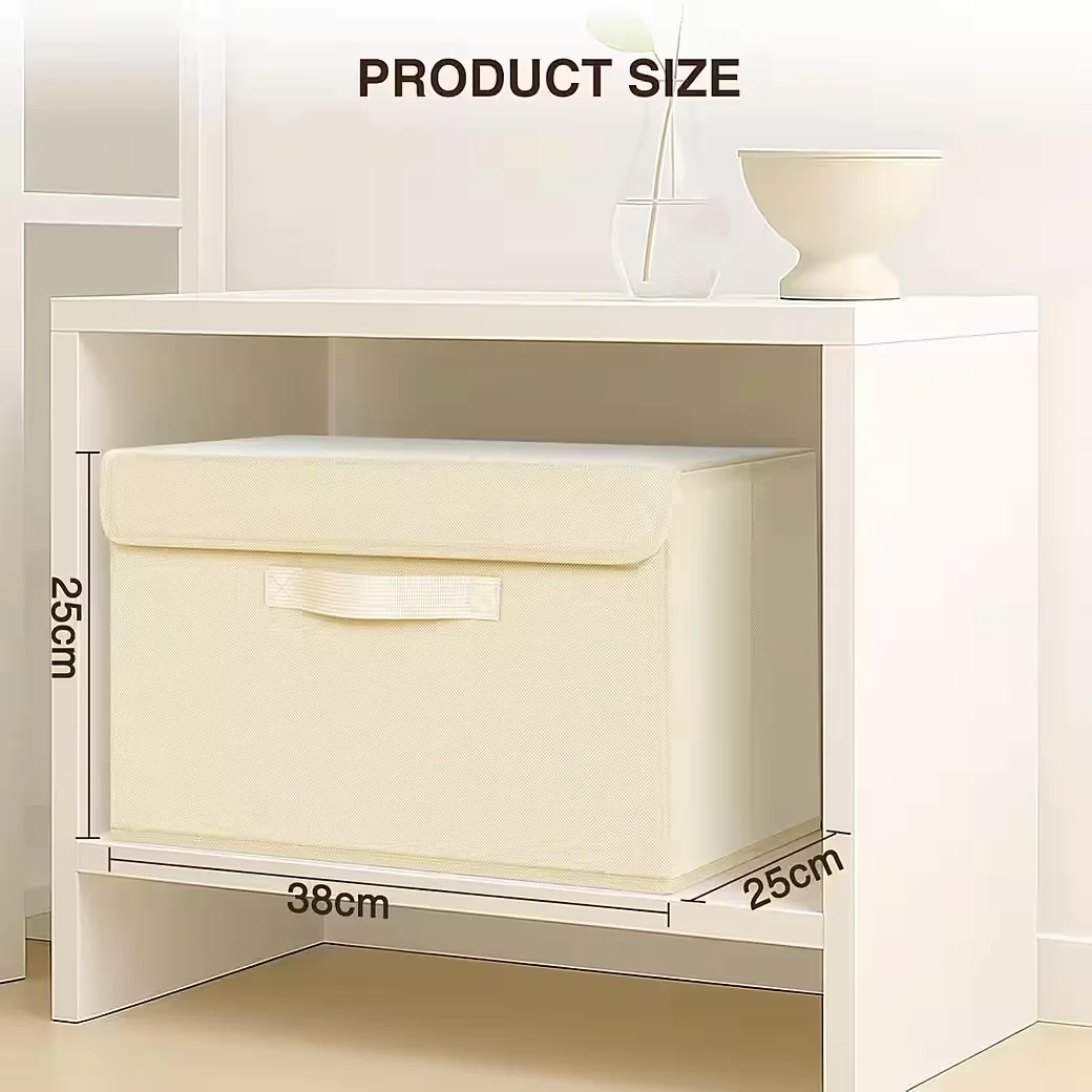 LUXUSKOLLEKTION Aufbewahrungsboxen mit Deckel Stoff 2 Stück lichtbeige