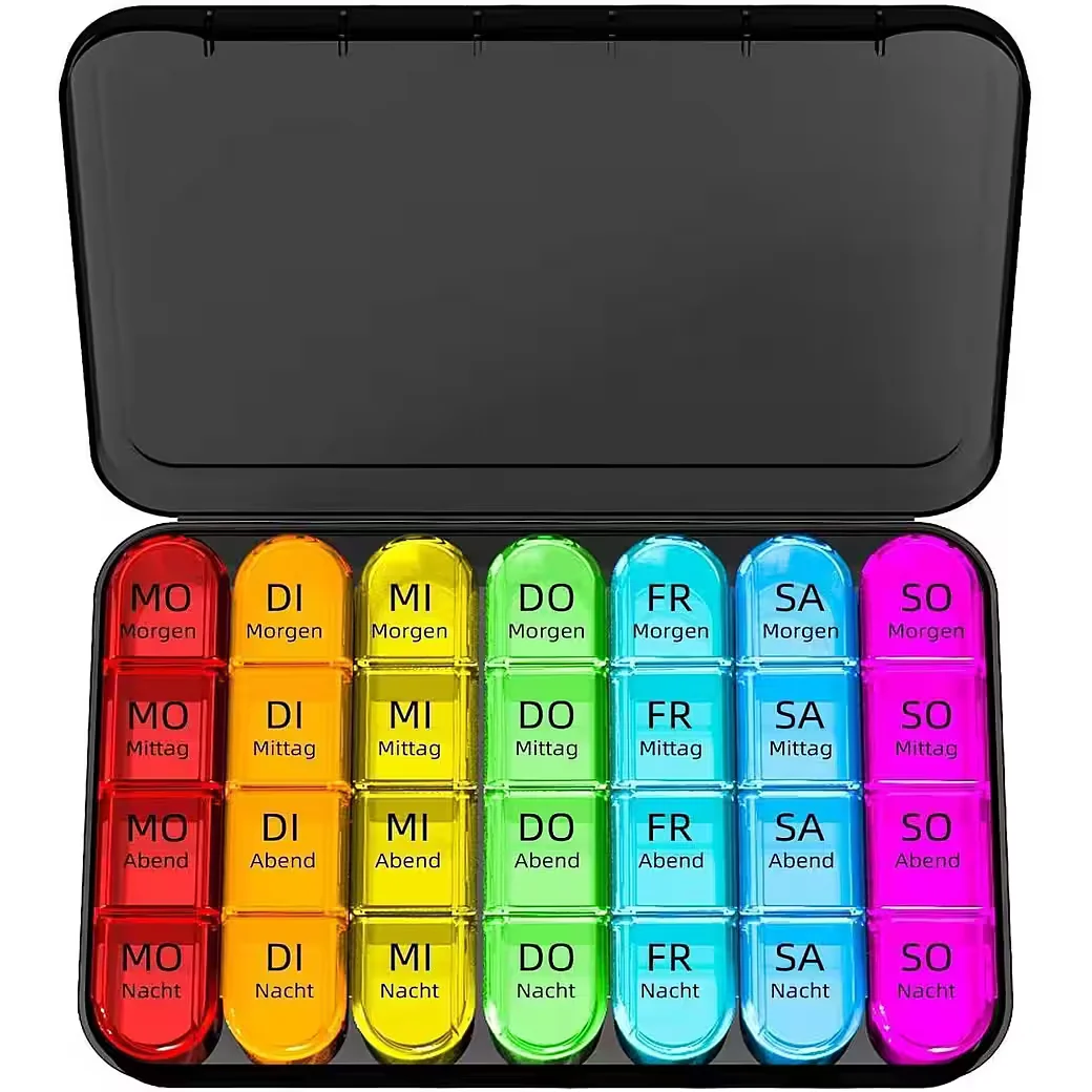 LUXUSKOLLEKTION Pillendose 7 Tage klein Tablettenbox mit großen Fächern