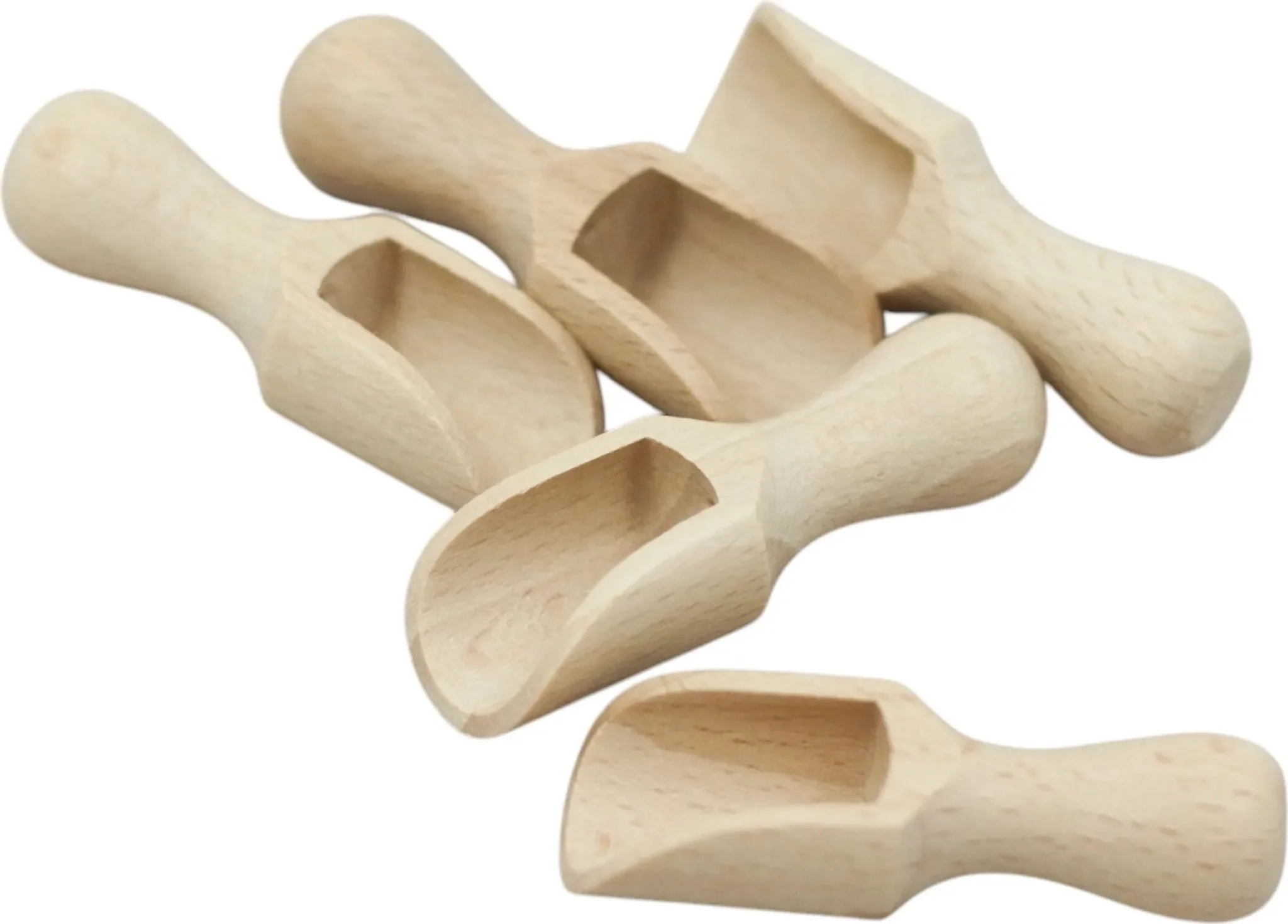 Holzschöpfer aus Buchenholz – Gewürzlöffel, 5 cm (5er-Set)