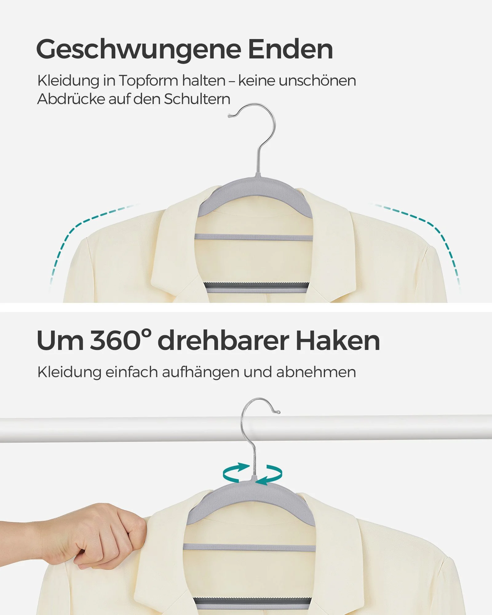 SONGMICS Kleiderbügel aus Kunststoff rutschfest für Garderobe
