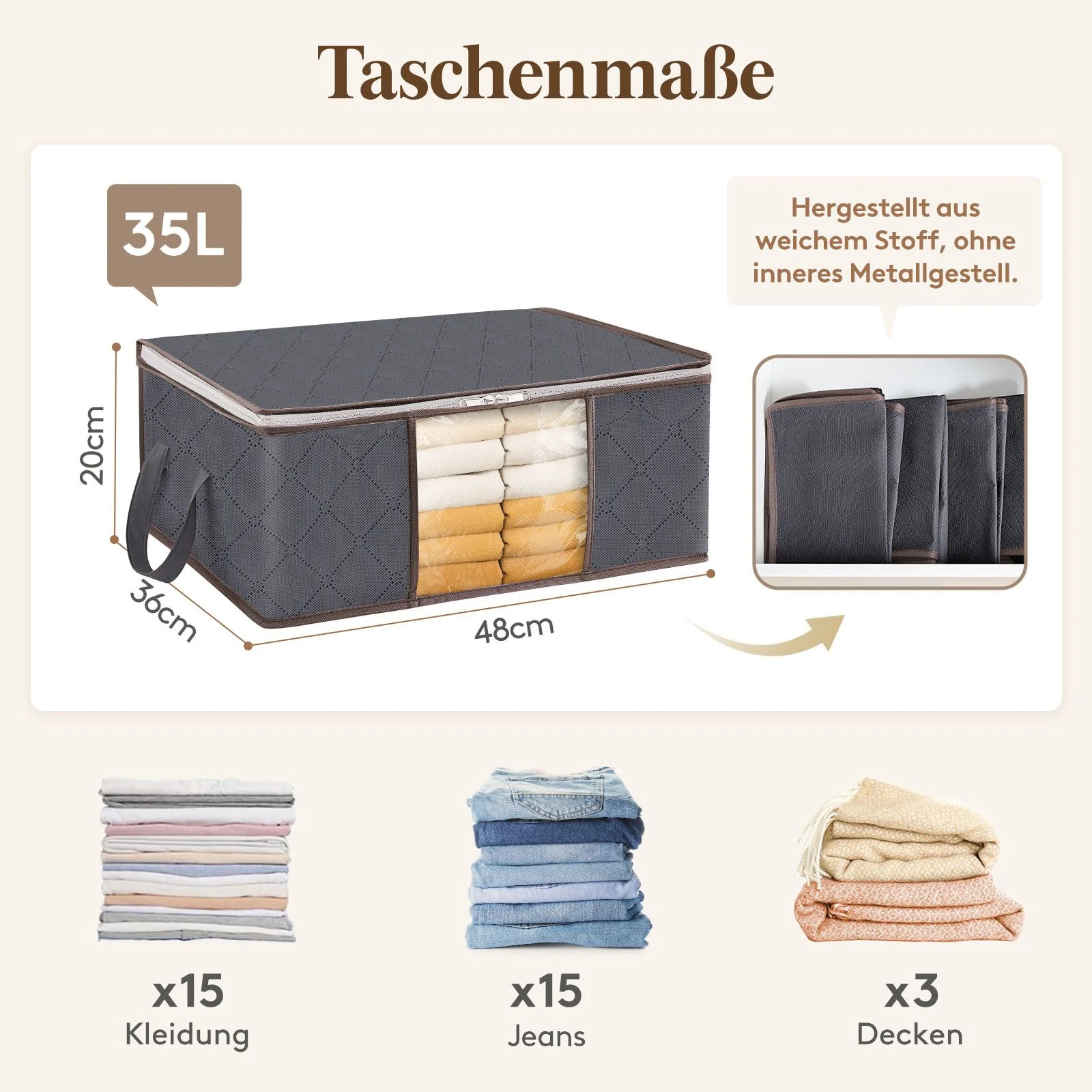 LIFEWIT Aufbewahrungstasche mit Deckel - Kleiderschrank Organizer