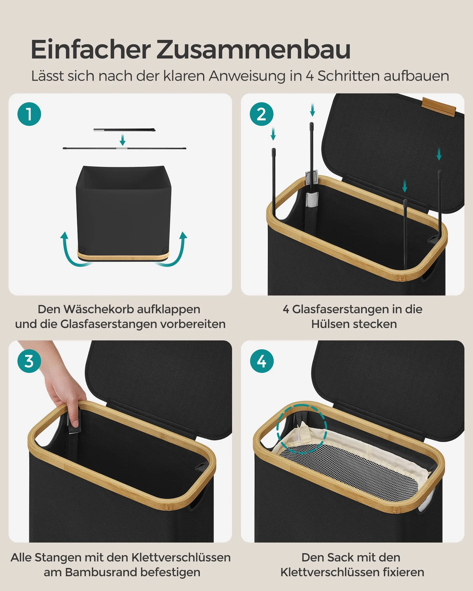 SONGMICS Wäschekorb Wäschesammler