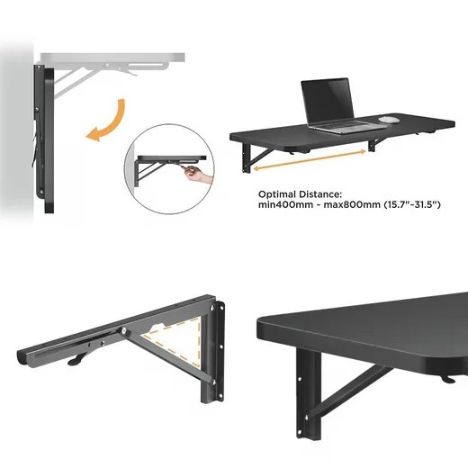 MACLEAN MC-876 klappbare Wandhalterung Regalträger 2er Set bis 50 kg