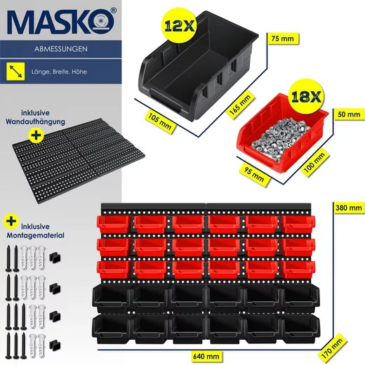 MASKO Stapelbox Aufbewahrungsbox Kunststoff stapelbar Sortierbox