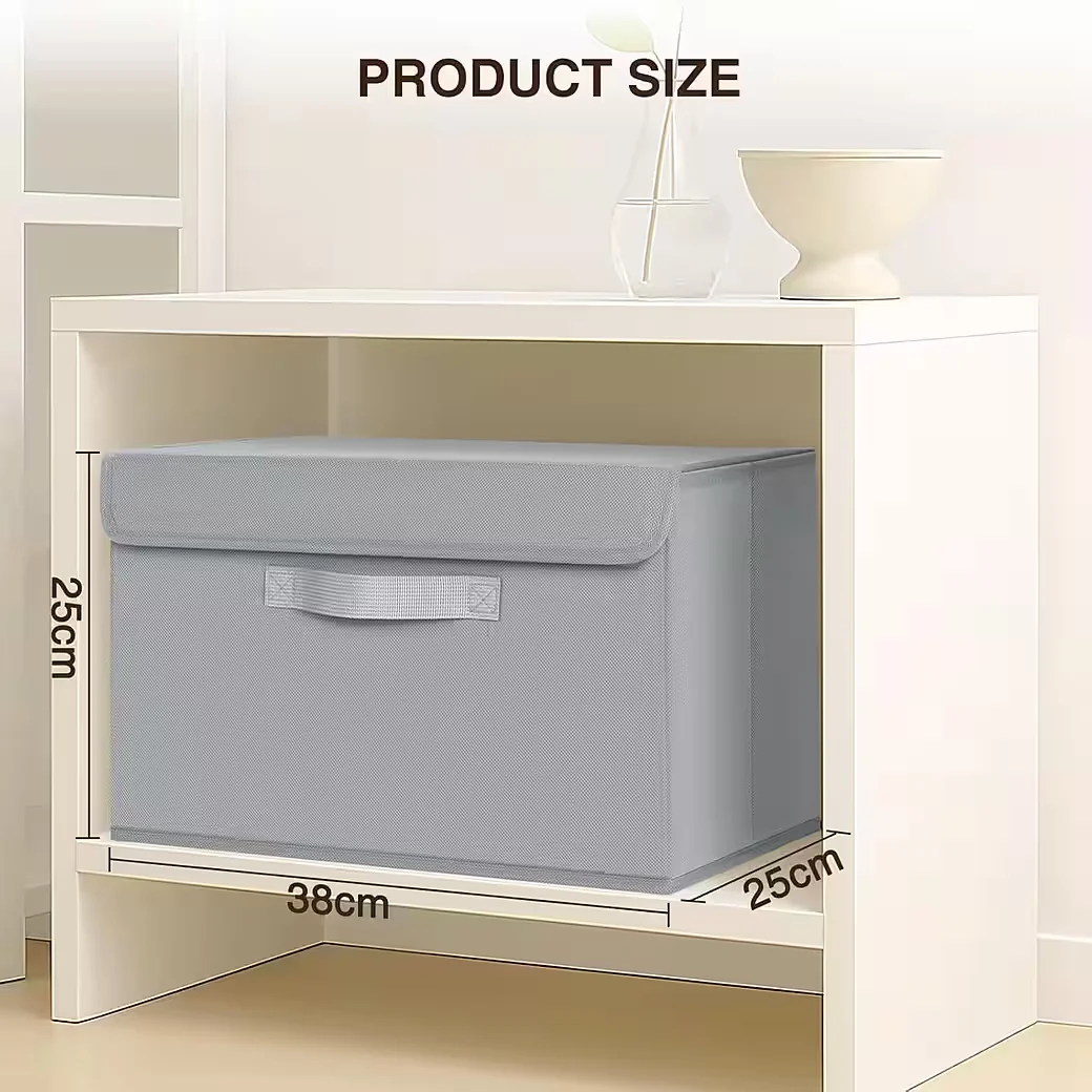 LUXUSKOLLEKTION Faltboxen mit Deckel und Griff 2er Set Klassisch Grau