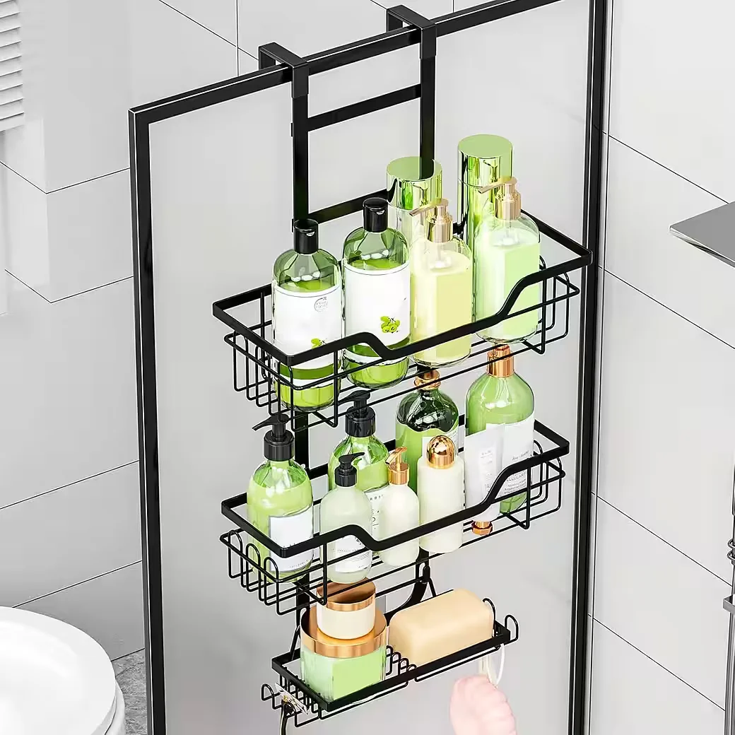REFINED LIVING Duschregal über die Tür 3 Etagen ohne Bohren mit Haken