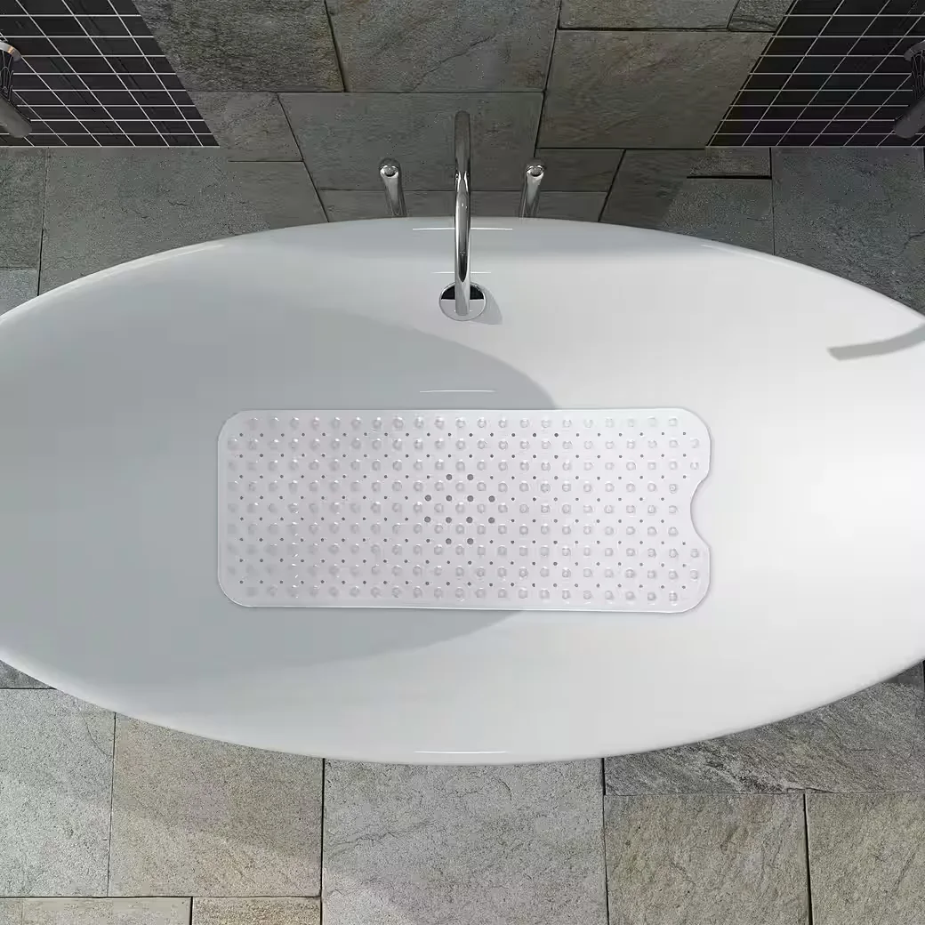 Relaxdays Duschmatte Badewannenmatte XXL rutschfest mit Saugnäpfen